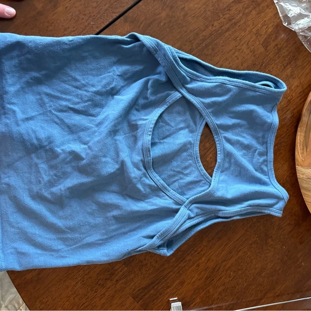 American Eagle Outfitters Blue Cut Out Tank Top - Picture 1 of 3